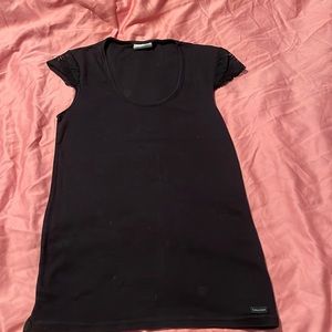 Black shirt with lace sleeves